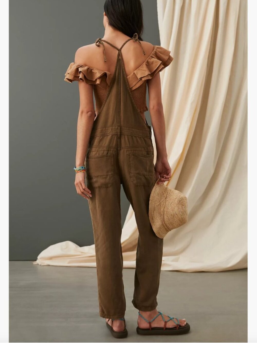 Anthropologie PIlcro Olive Green Painters Overalls Size 30 - Picture 3 of 15